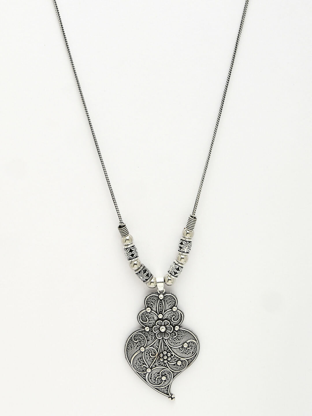 NVR Women's Silver-Toned German Silver Oxidised Pendant with Chain - Distacart