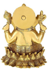 Thumbnail for Umi Brass Lord Ganesha Sitting On Lotus - Distacart