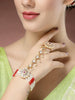 NVR Women's Red Gold-Polished Stone Studded Handcrafted Ring Bracelet - Distacart
