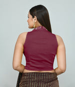 Thumbnail for Joban Fashion Women's Wine Embroidered Stitched Blouse