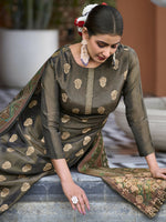 Thumbnail for Jyoti Fashion Women's Green Pure Silk Elegant Jacquard Woven Kurta with Trouser & Dupatta - Distacart