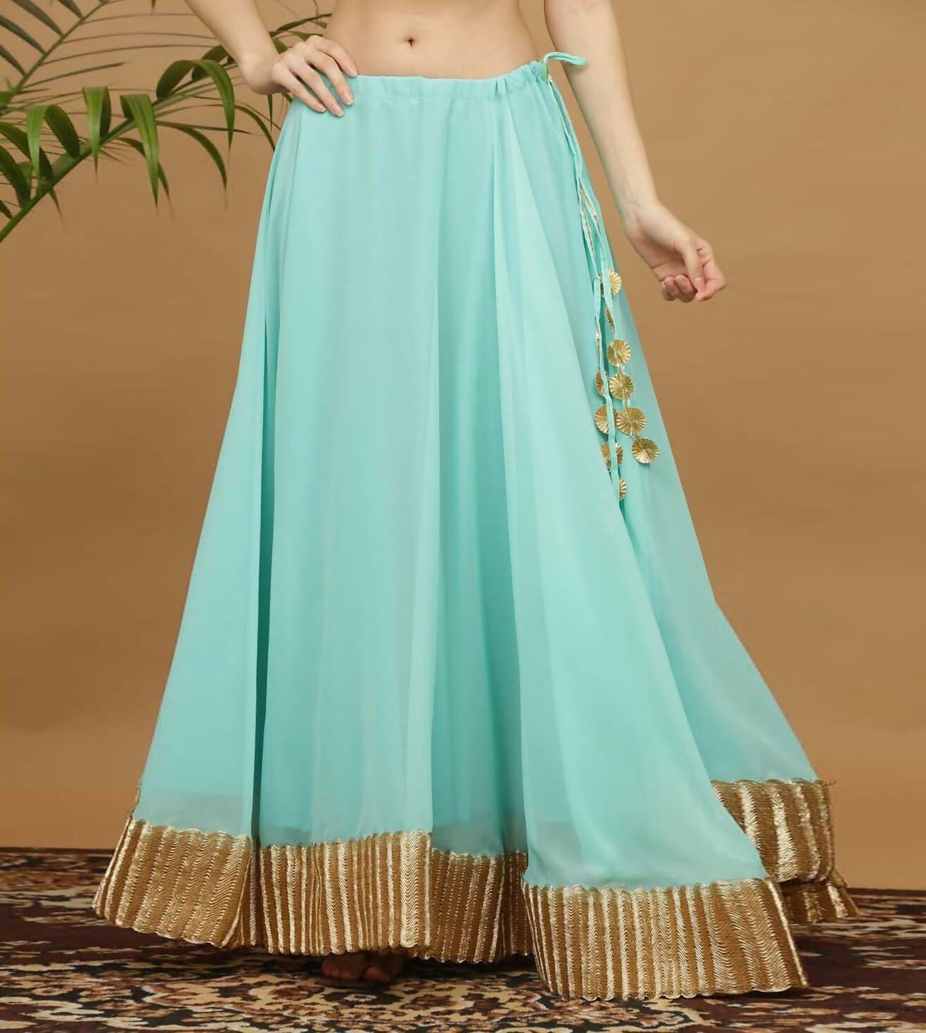 Joban Fashion Turquoise Georgette Lehenga Set