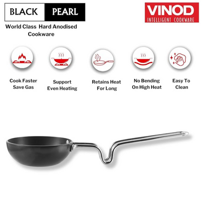 Vinod Black Pearl Hard Anodised Tadka Pan - Jumbo - Dista