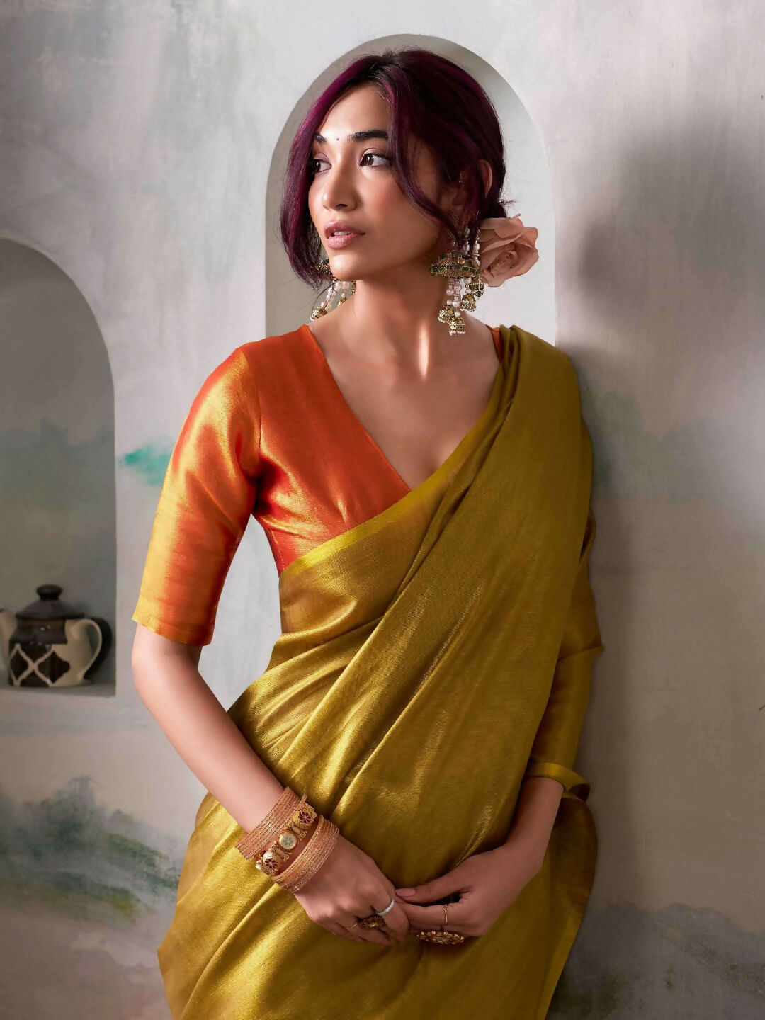 Astita Tissue Silk Mustard Saree