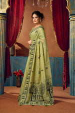 Thumbnail for Jyoti Fashion Women's Green Modal Zari Woven Saree with Blouse - Dista