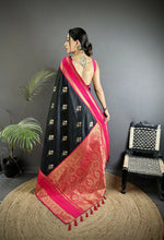 Thumbnail for Joban Fashion Black Banarasi Soft Silk Woven Saree