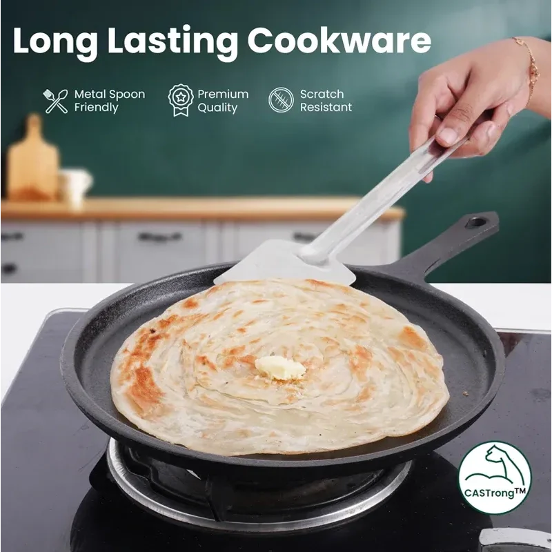 The Indus Valley CASTrong Cast Iron Cookware Set: Tawa + Fry Pan + Wok Kadai, Kitchen set for Home, Pre-seasoned,100% Pure Cast Iron Cookware,Toxin-free Pots and Pans,Tadka Pan