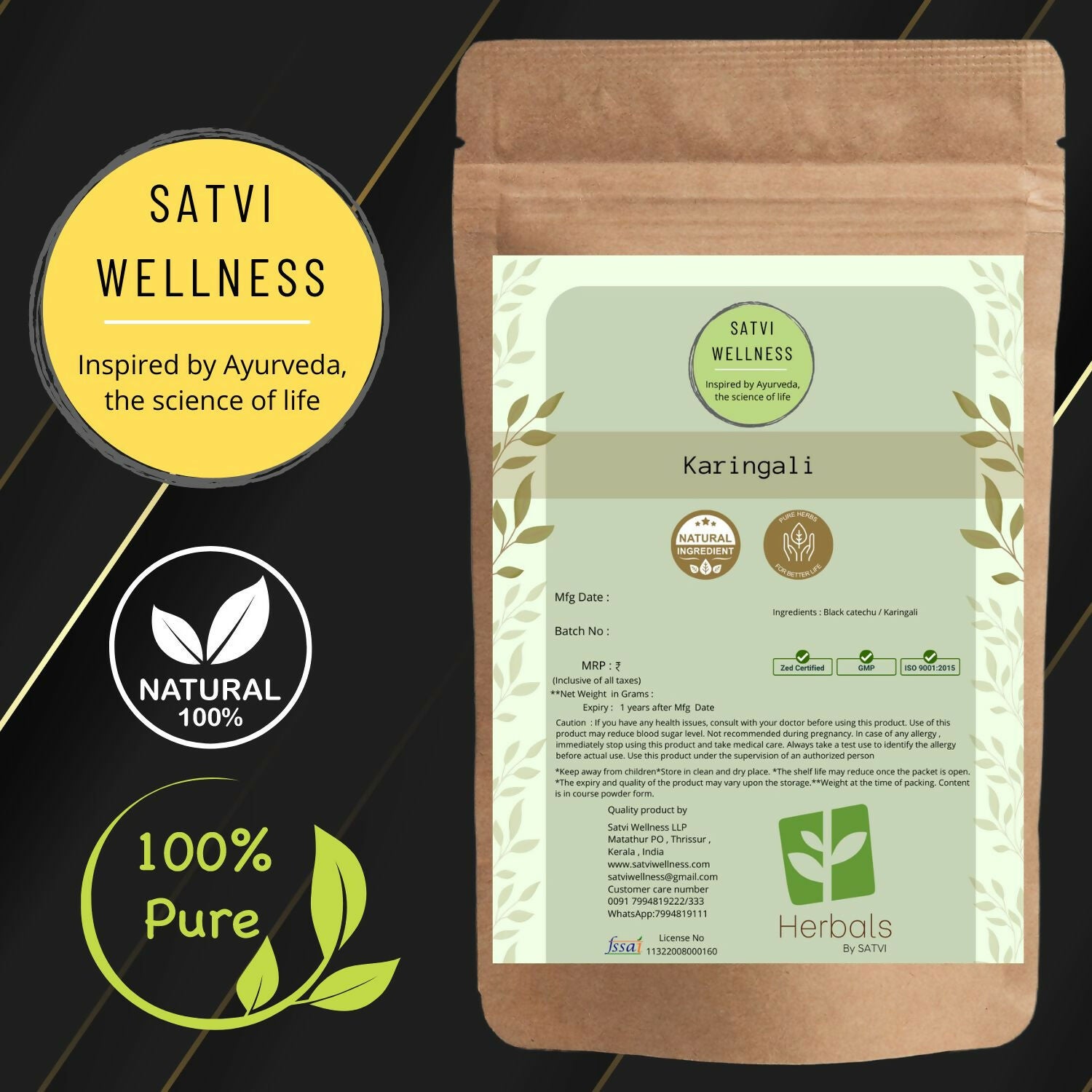 Satvi Wellness Karingali | Black Catechu Powder - Distacart
