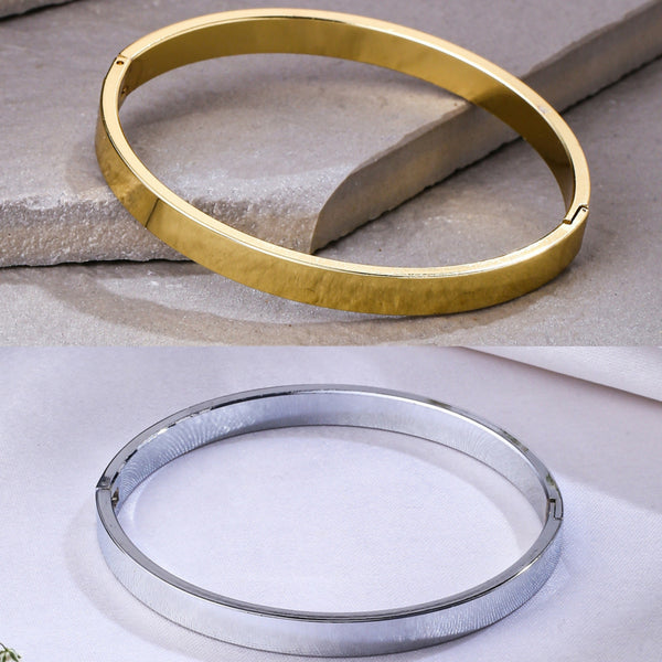 NVR Men's Set of 2 Gold & Silver Metal Brass-Plated Interlock Kada Bracelet - Distacart
