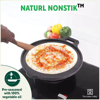 The Indus Valley Super Smooth Cast Iron Tawa,Pre-seasoned, Nonstick, 100% Pure, Toxin-free, Induction, 28/30.5cm, 2.8/2.9kg - Distacart