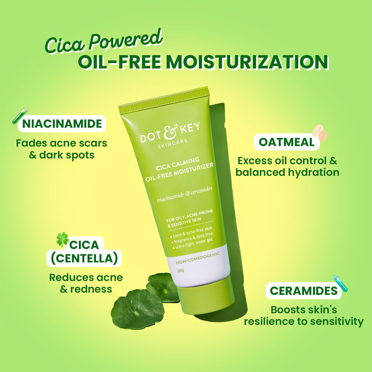 Dot & Key Cica + Niacinamide Oil Free Moisturizer For Acne Prone Skin