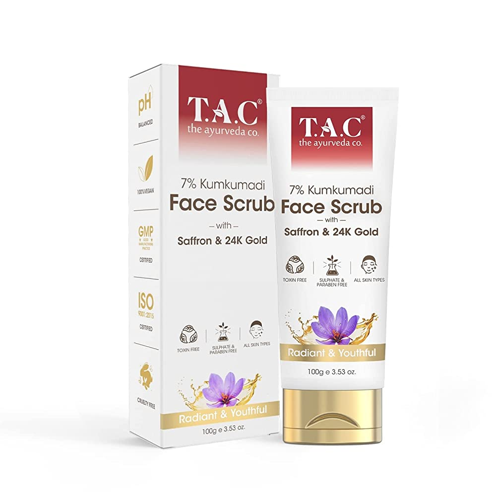 TAC - The Ayurveda Co. 7% Kumkumadi Face Scrub with Saffron & 24k Gold - Distacart