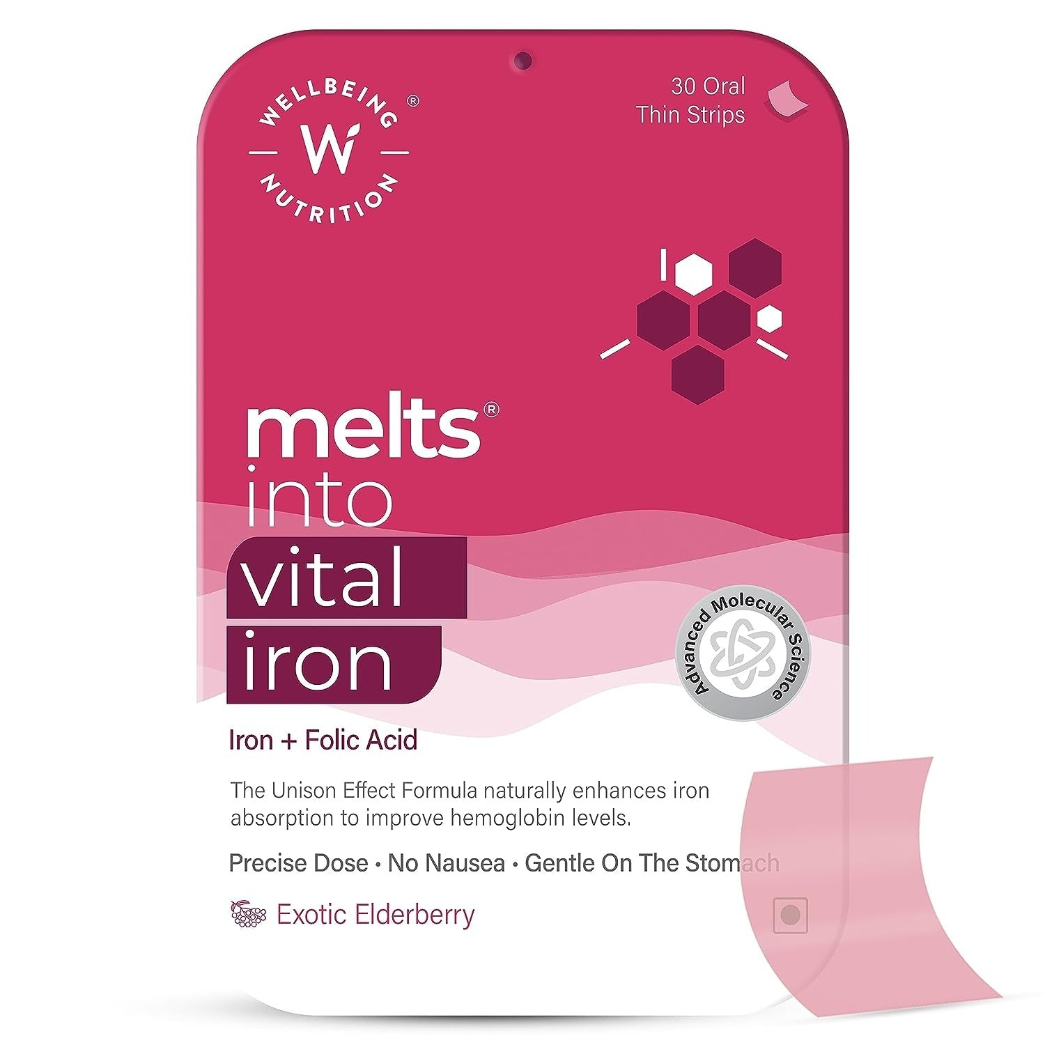Wellbeing Nutrition Melts Vital Iron Oral Strips-Exotic Elderberry Flavor - Distacart