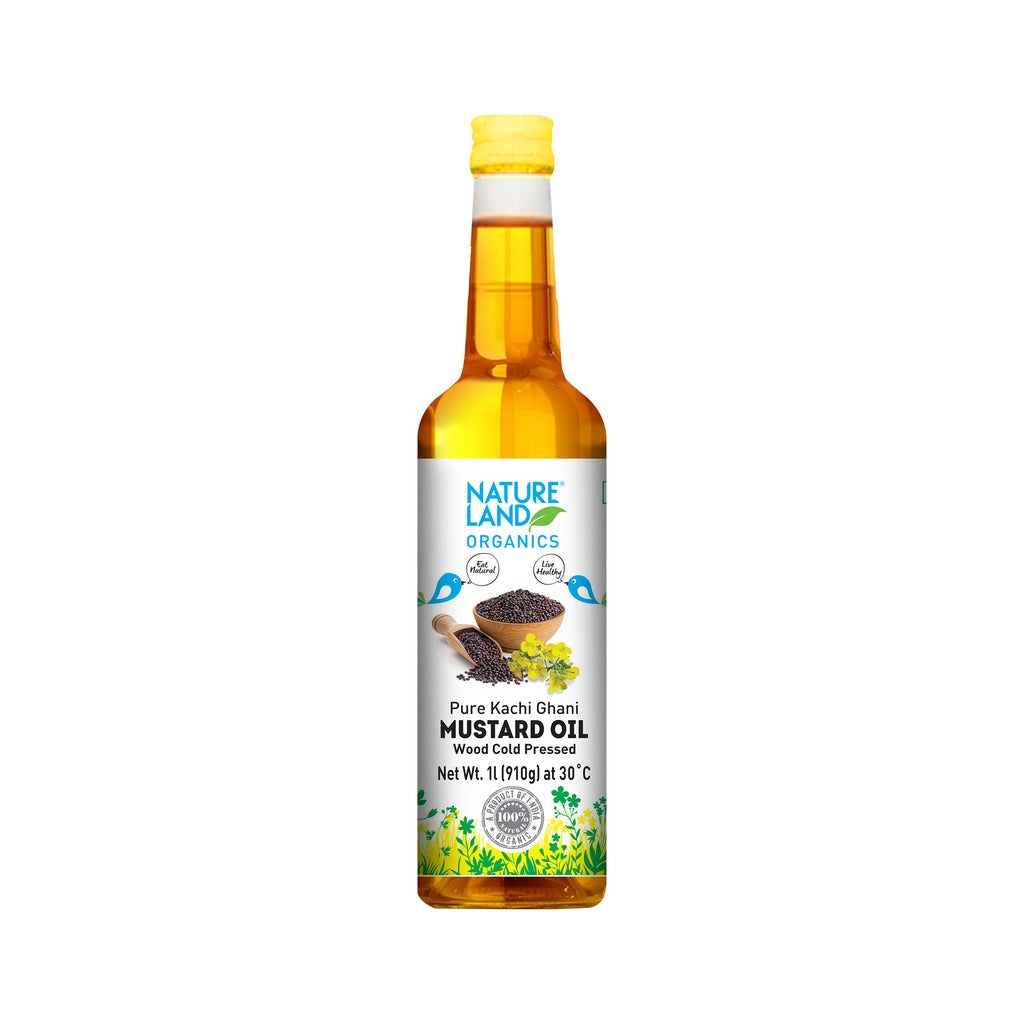 Nature Land Organics Mustard Oil Wood Cold Pressed - Distacart