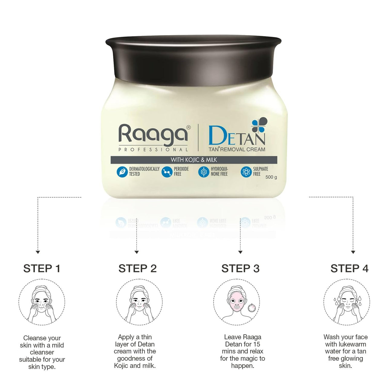 Raaga Professional De Tan Removal Cream With Kojic & Milk - Distacart