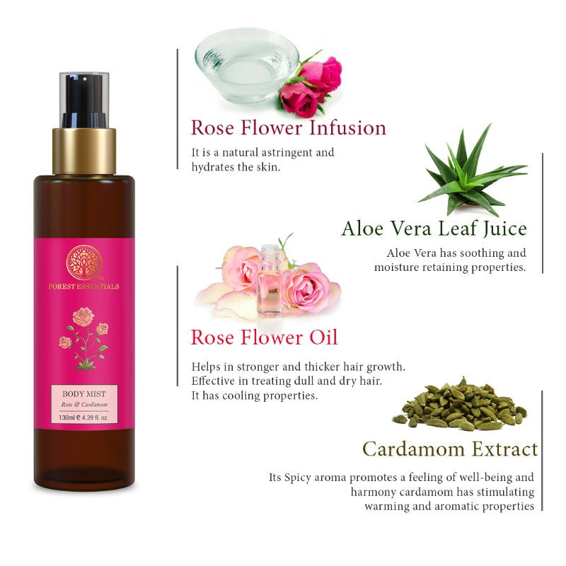 Forest Essentials Body Mist Rose & Cardamom