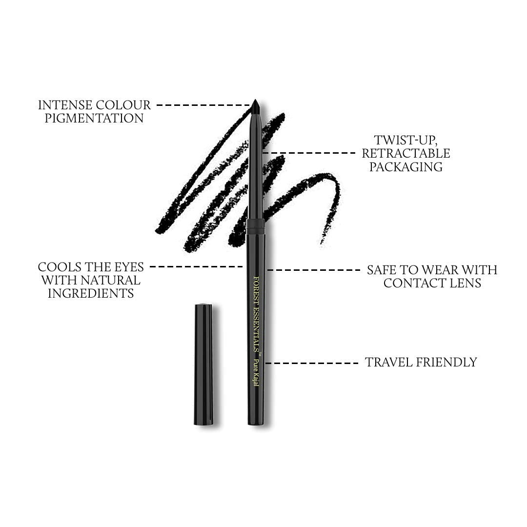 Forest Essentials Charcoal Black Gulaab Khaas Kajal - Distacart
