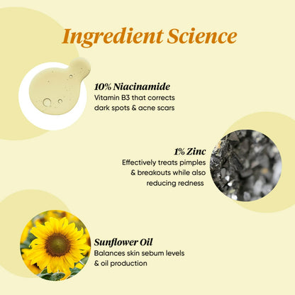 Dot & Key 10% Niacinamide Skin Clearing Face Serum With 10% Niacinamide, 1% Zinc & Sunflower Seed Oil - Distacart