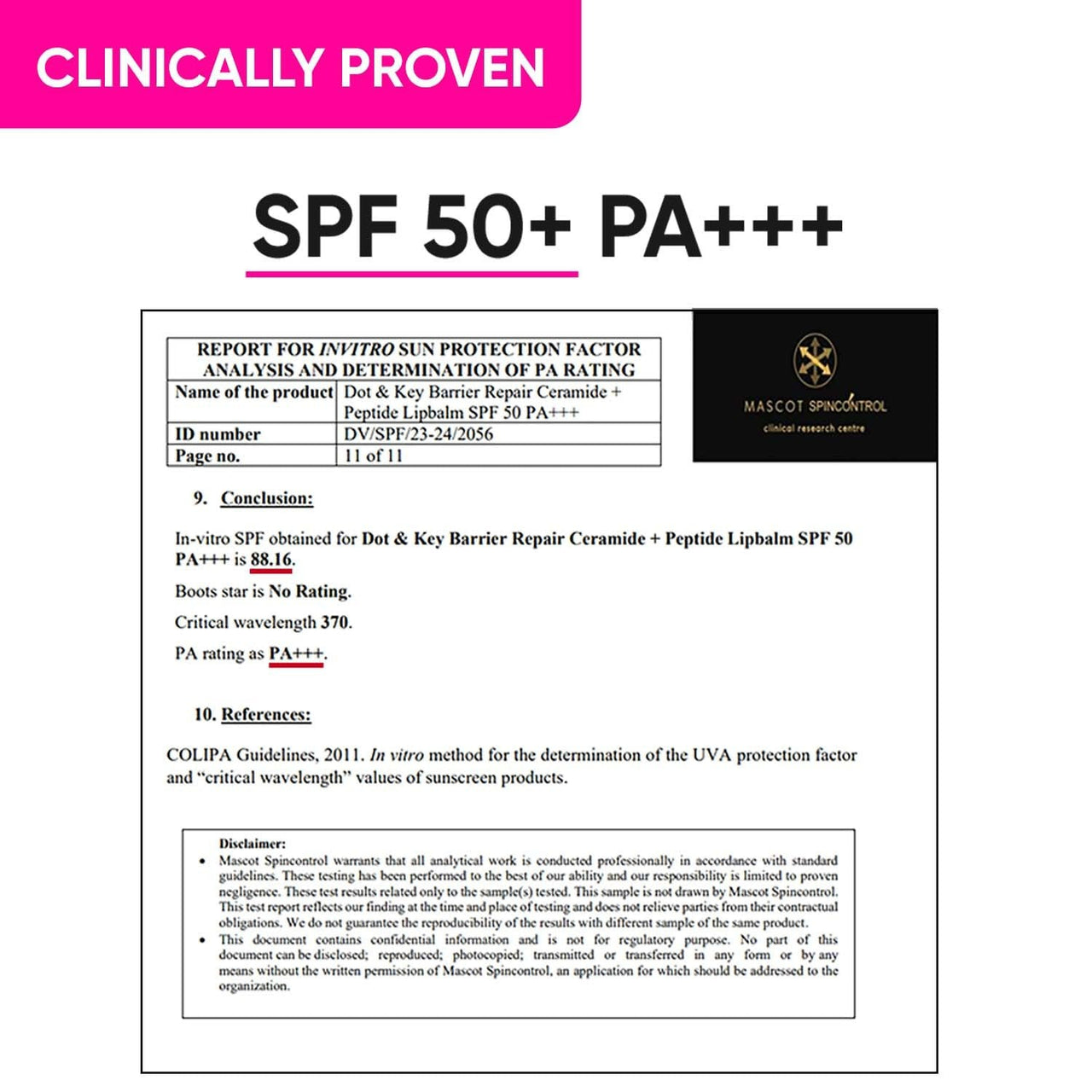 Dot & Key Barrier Repair Ceramide & Peptide SPF 50 Lip Balm - Plush Pink, UVA+UVB - Distacart