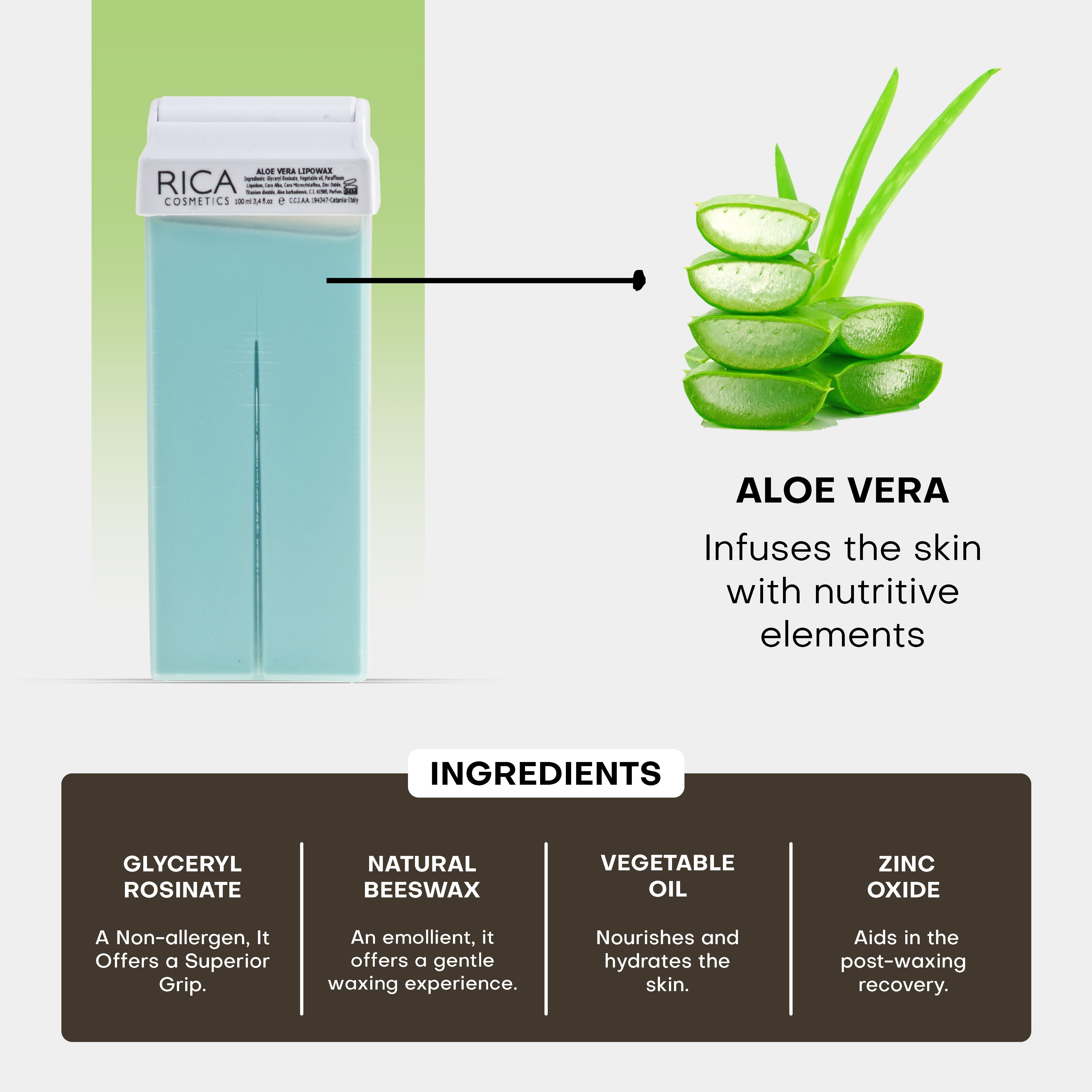 Rica Aloe Vera Roll On Lipo Wax Refill With Aloe Vera Extract - Distacart