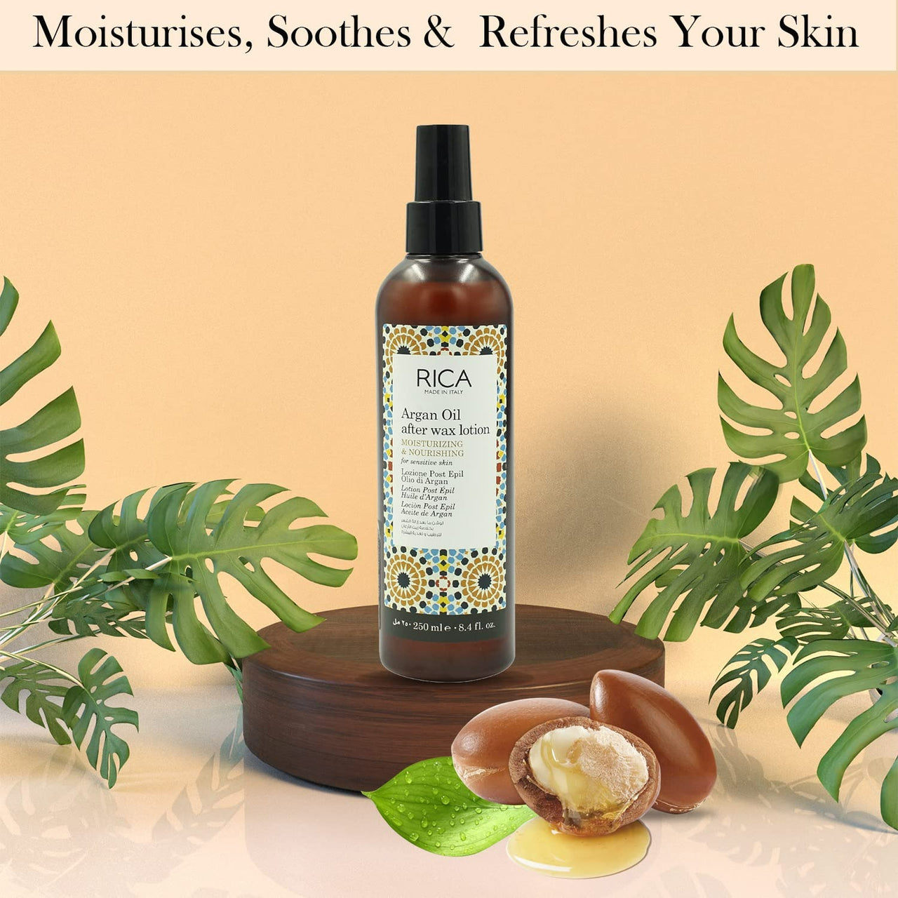 Rica Argan Oil After Wax Lotion for Sensitive Skin With Sun Flower Oil, Jojoba Oil & Vitamin E - Distacart