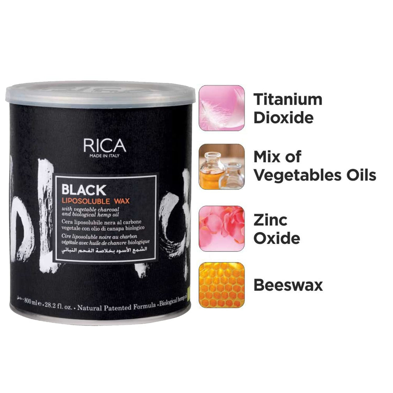 Rica Black Liposoluble Wax With Vegetable Charcoal, For All Skin Types - Distacart