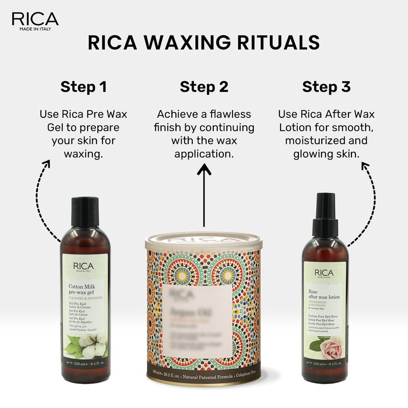 Rica Cotton Milk Pre-Wax Gel Cleansing Waxing Hair Cleaning with Naural Extracts for Hydration & Softening Skin - Distacart