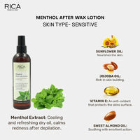 Thumbnail for Rica Menthol After Wax Lotion For All Skin Type with Sun flower Oil, Jojoba Oil & Vitamin E - Distacart