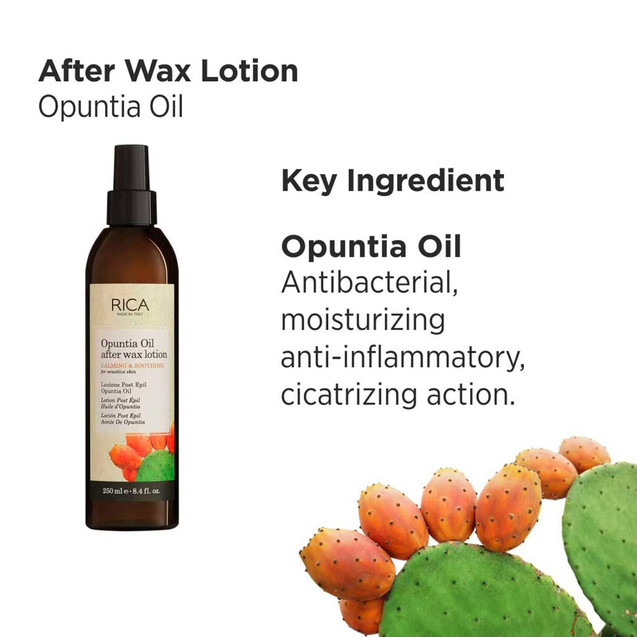 Rica Opuntia Oil After Wax Lotion For Sensitive & Calming Skin, Moisturises, Soothes, & Refreshes Skin - Distacart