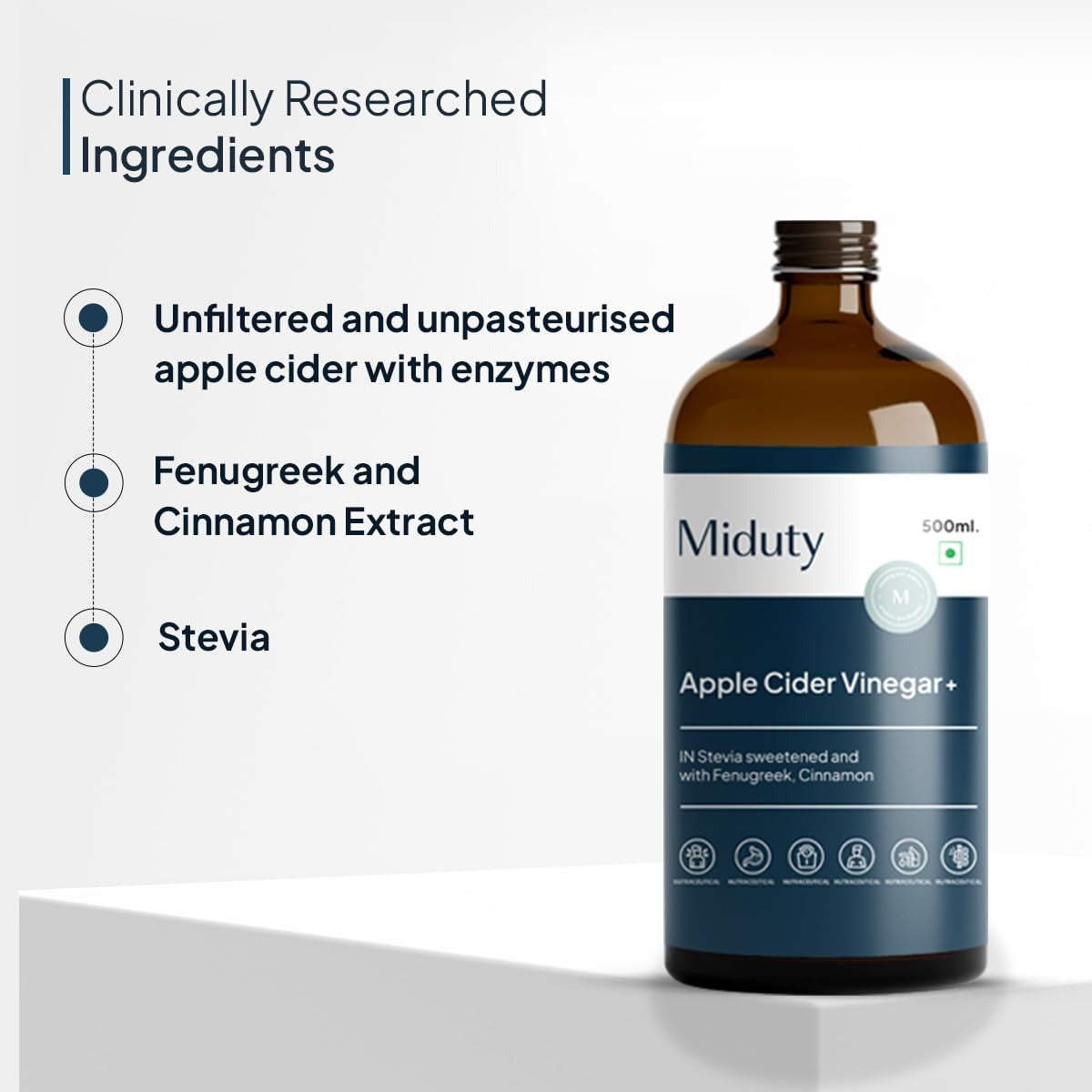 Miduty by Palak Notes Apple Cider Vinegar Stevia sweetened With Fenugreek Cinnamon - Distacart