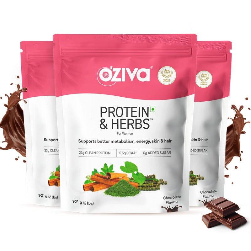 OZiva Protein & Herbs for Women - Protein Powder to Reduce Body Fat, Manage Weight & Metabolism, No Added Sugar - Distacart