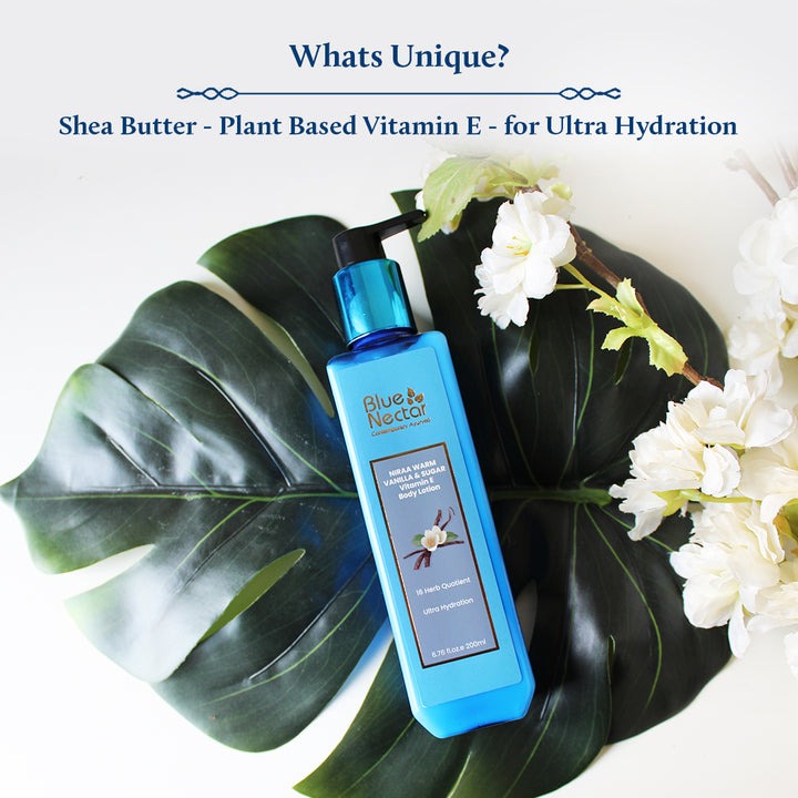 Blue Nectar Niraa Warm Vanilla & Sugar Body Lotion with Plant Based Vitamin E for Ultra Hydration - Distacart