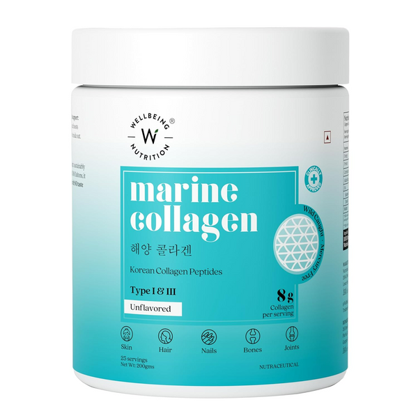 Wellbeing Nutrition Pure Korean Marine Collagen Powder - Unflavoured For Skin, Hair, Nails, Bone & Joint - Distacart