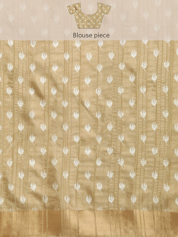 Beige Silk Blend Digital Print Floral Saree with Unstitched Blouse - Hiral Fashion - Distacart