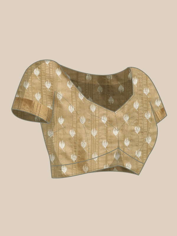 Beige Silk Blend Digital Print Floral Saree with Unstitched Blouse - Hiral Fashion - Distacart