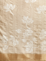 Thumbnail for Beige Silk Blend Digital Print Floral Saree with Unstitched Blouse - Hiral Fashion - Distacart