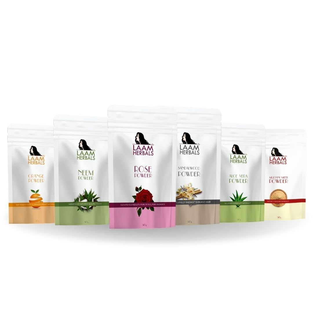 Laam Herbal's Rose Petal, Orange Peel, Multani Mitti, Aloe Vera, Neem Leaf, Sandalwood Powder - Distacart