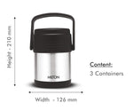 Thumbnail for MILTON Thermosteel Hot Meal 3 Container Lunch Box, Silver