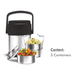 Thumbnail for MILTON Thermosteel Hot Meal 3 Container Lunch Box, Silver