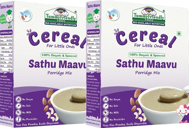 TummyFriendly Foods Organic Sprouted Sathu Maavu Porridge Mix ,Made of Sprouted Ragi, Whole Grains, Pulses & Nuts - Distacart