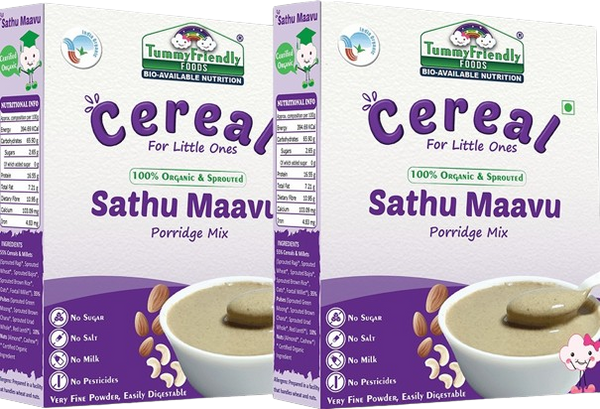 TummyFriendly Foods Organic Sprouted Sathu Maavu Porridge Mix ,Made of Sprouted Ragi, Whole Grains, Pulses & Nuts - Distacart