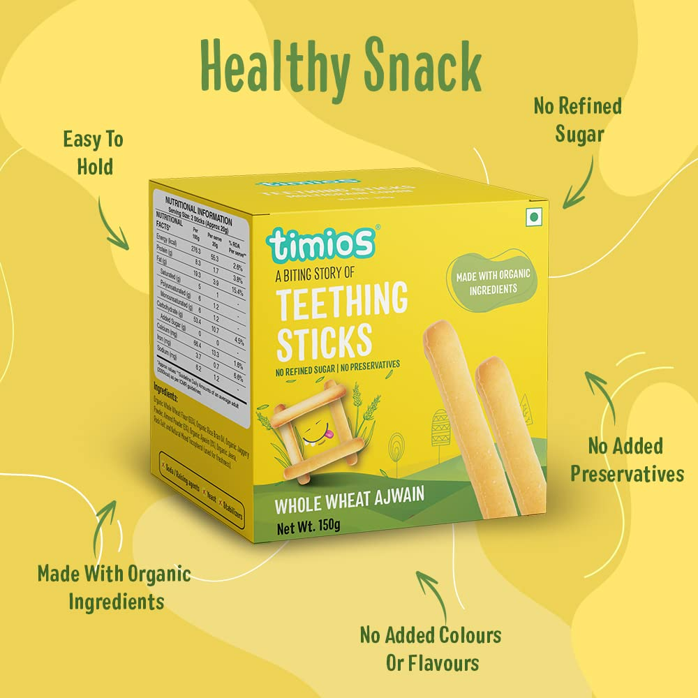 Timios Whole Wheat Ajwain Teething sticks - Distacart