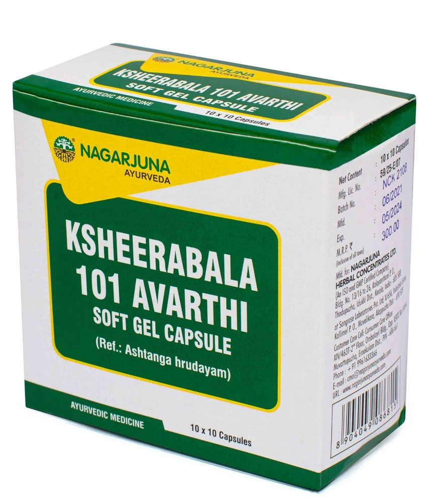 Nagarjuna Ayurveda Ksheerabala 101 Aavarthi Capsule - Distacart