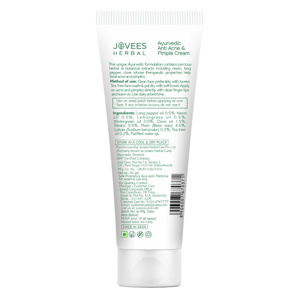 Jovees Neem & Long Pepper Anti Acne & Pimple Cream - Distacart