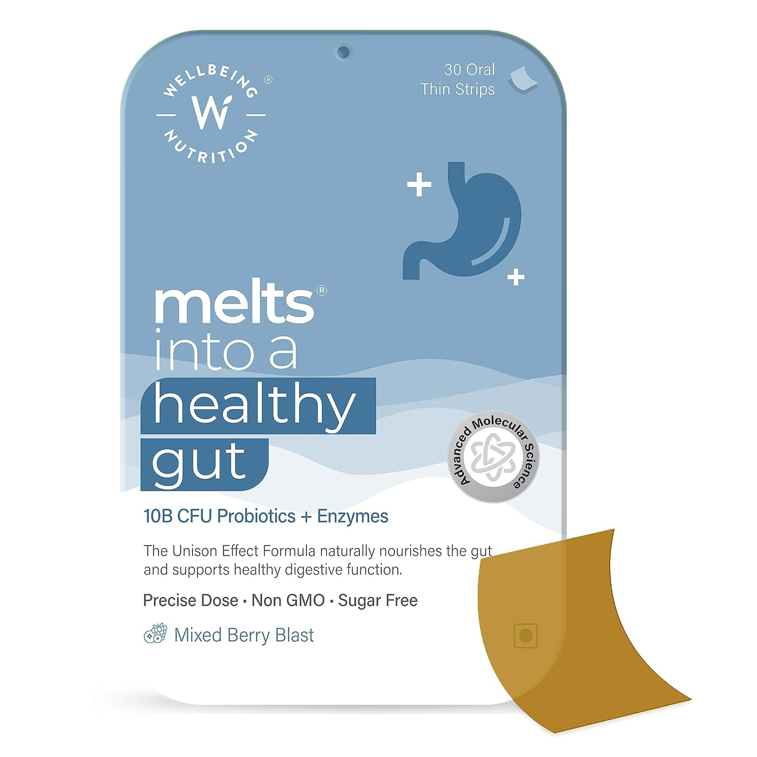 Wellbeing Nutrition Melts Healthy Gut Oral Strips - Distacart
