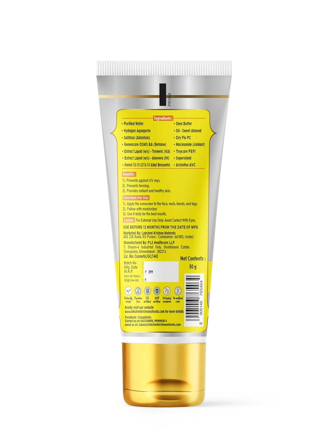 Lakshmi Krishna Sunscreen SPF 50 - Distacart