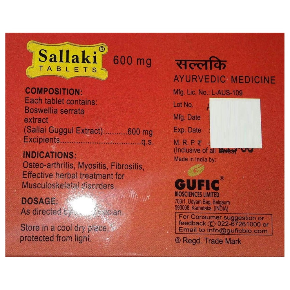 Gufic Ayurveda Sallaki Tablets (600mg) - Distacart