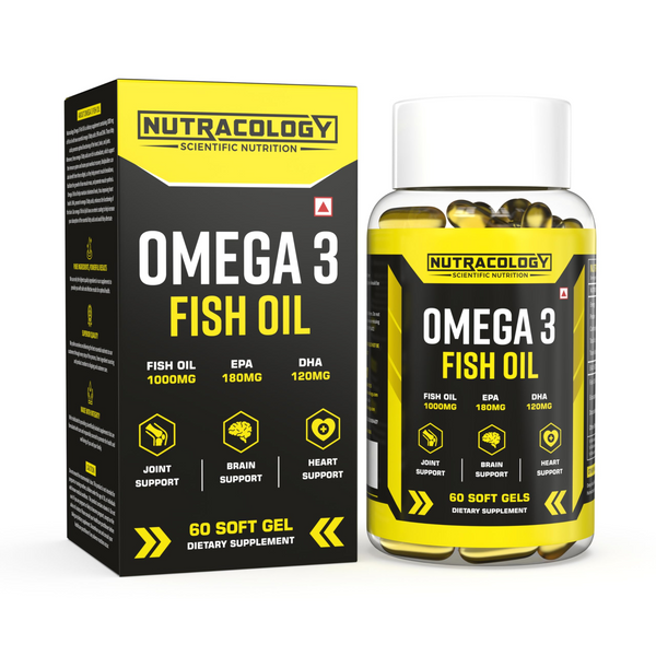 Nutracology Omega 3 Fish Oil 1000mg Capsules with Fish oil EPA + DHA Enriched Sofgels - Distacart