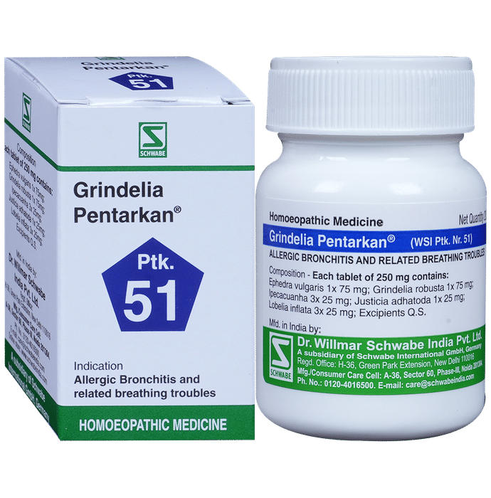 Dr. Willmar Schwabe India Grindelia Pentarkan Ptk 51 Tablets - Distacart