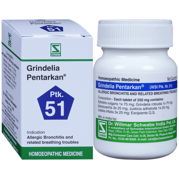 Dr. Willmar Schwabe India Grindelia Pentarkan Ptk 51 Tablets - Distacart